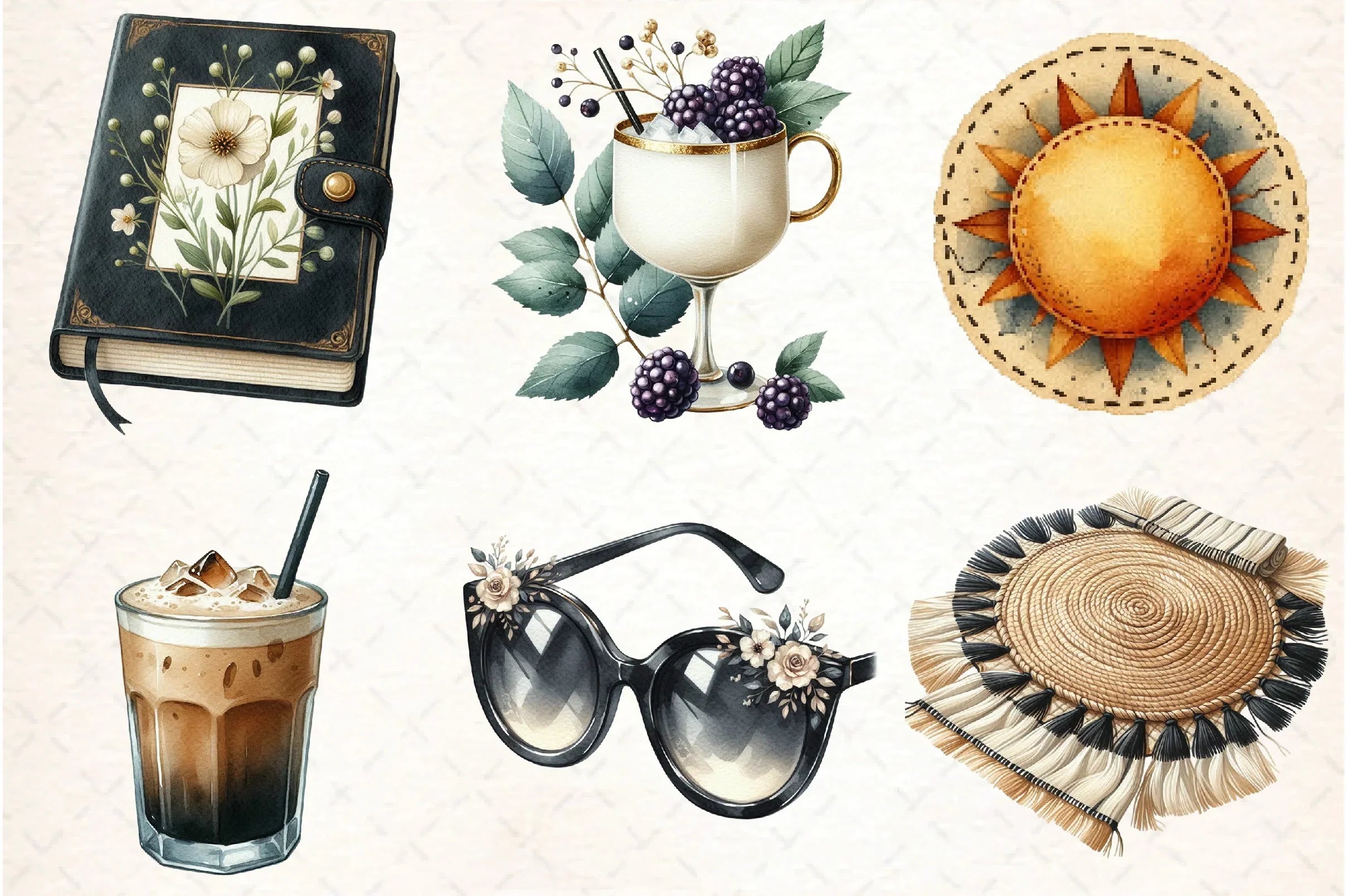 Ivory and Black Summer Clipart Bundle - CraftNest - Digital Crafting and Art