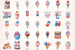 Patriotic 4th of July Ice Cream Clipart Bundle - CraftNest - Digital Crafting and Art