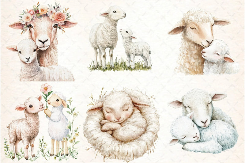 Lamb & Ewe Love Clipart Bundle - CraftNest - Digital Crafting and Art
