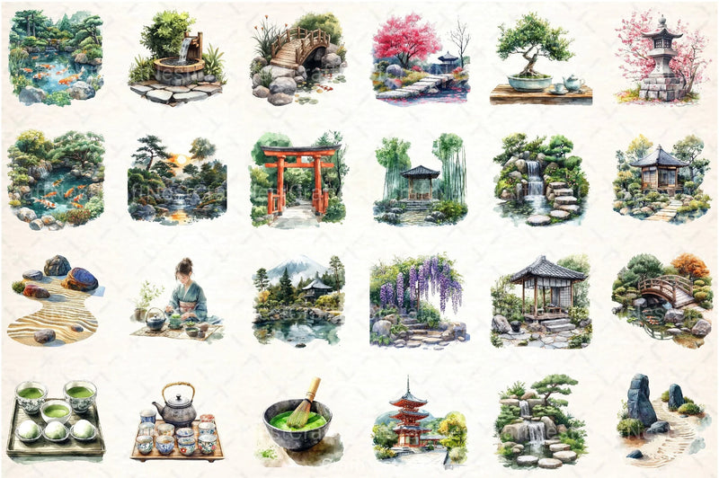 Japanese Tea Garden Clipart Bundle - CraftNest - Digital Crafting and Art
