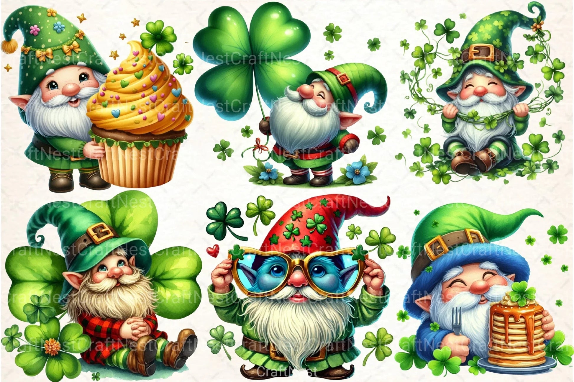 St. Patrick's Day Gnomes Clipart Bundle - CraftNest - Digital Crafting and Art