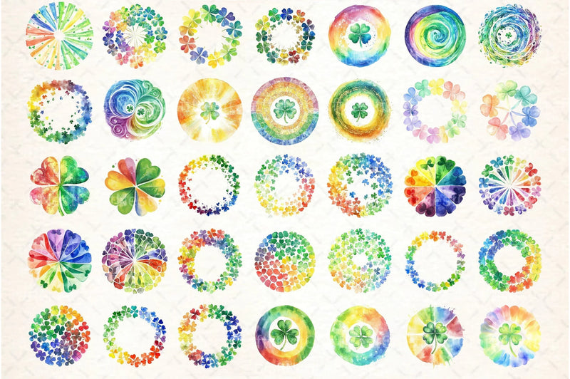 Rainbow Shamrock Circles Clipart Bundle 7 - CraftNest - Digital Crafting and Art