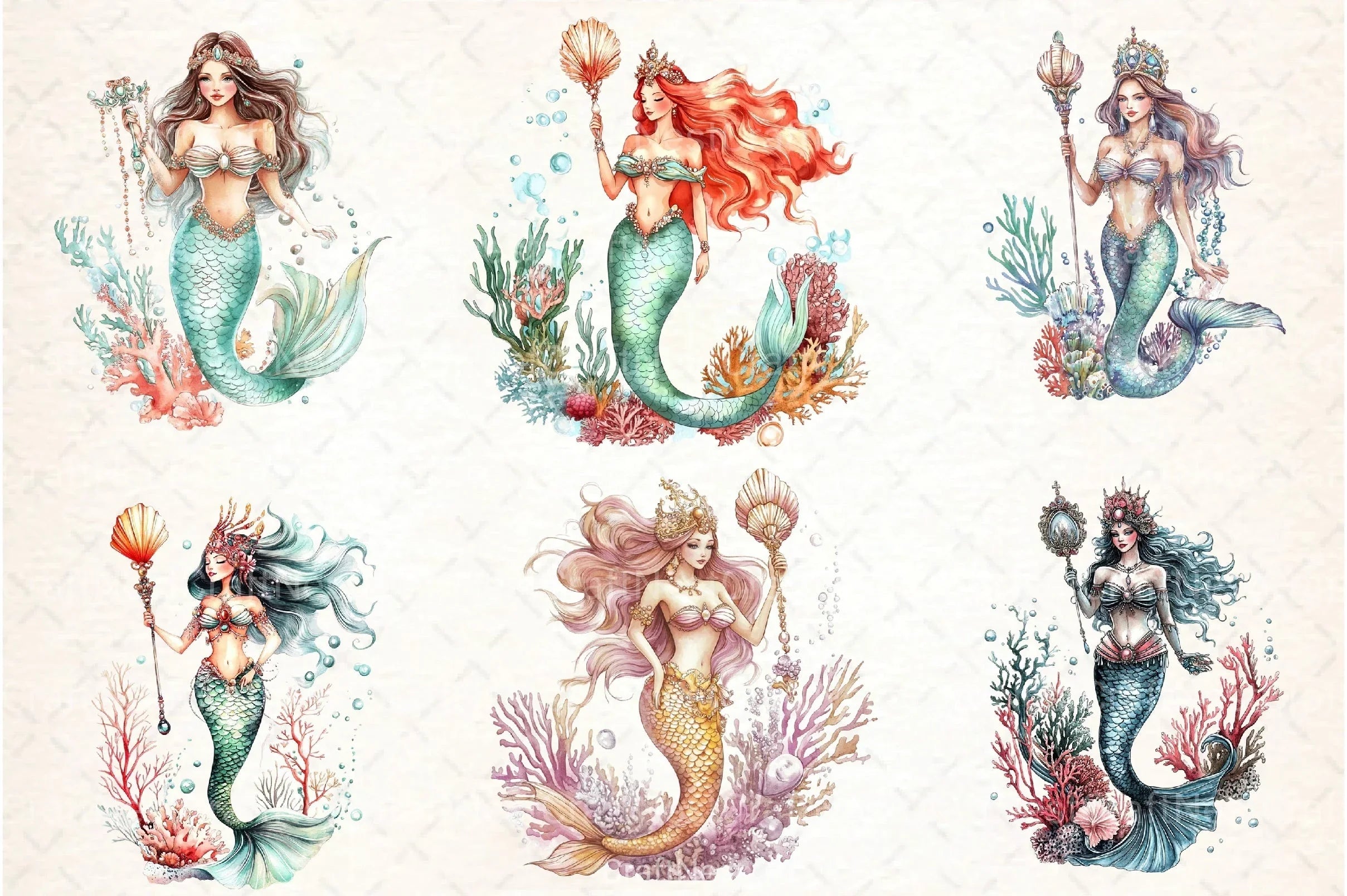 Mermaid Clipart Bundle 55 - CraftNest - Digital Crafting and Art