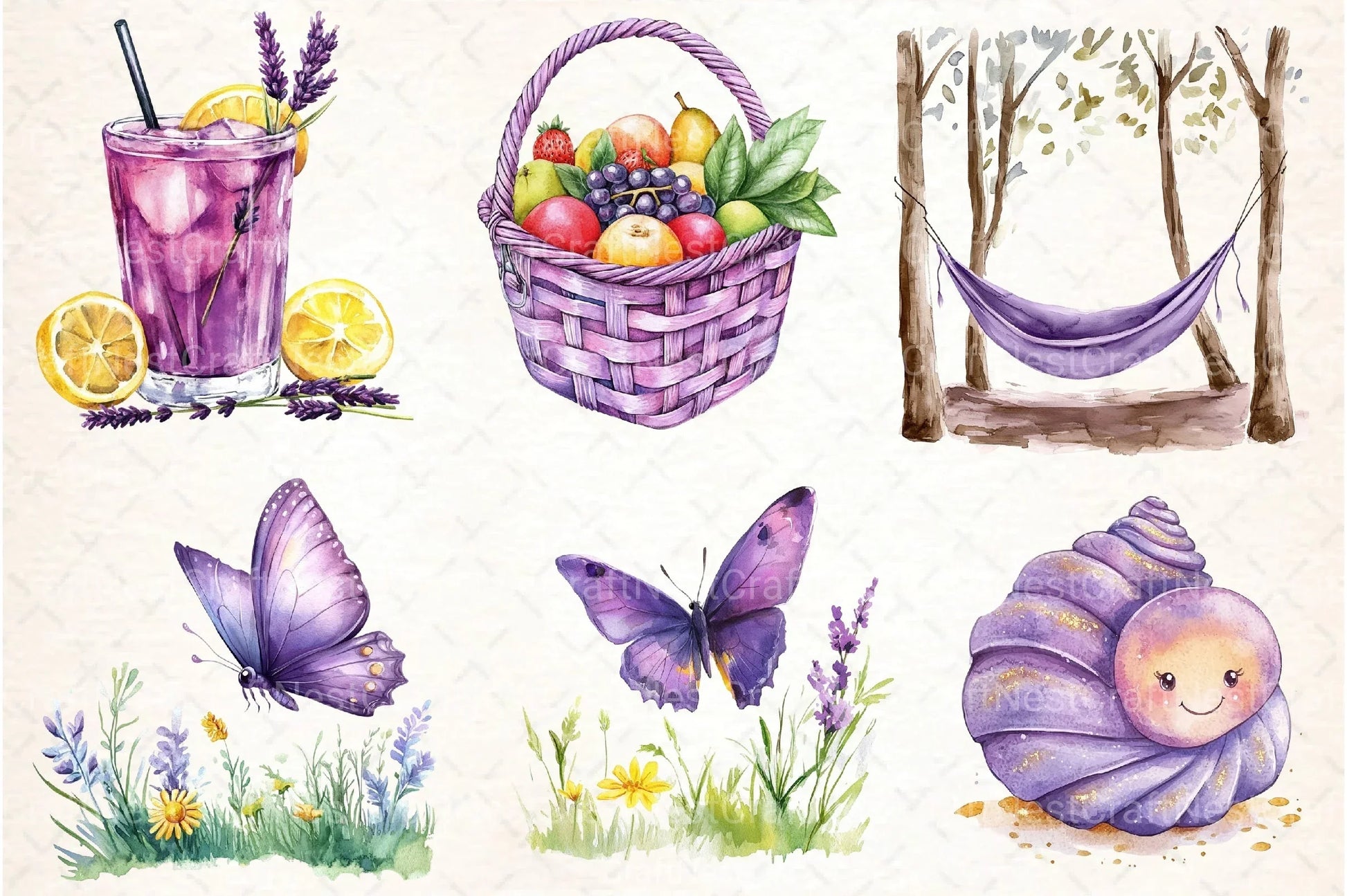 Purple Summer Clipart Bundle - CraftNest - Digital Crafting and Art