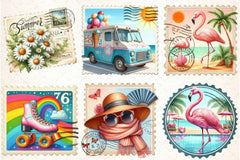 Retro Summer Postage Clipart Bundle - CraftNest - Digital Crafting and Art