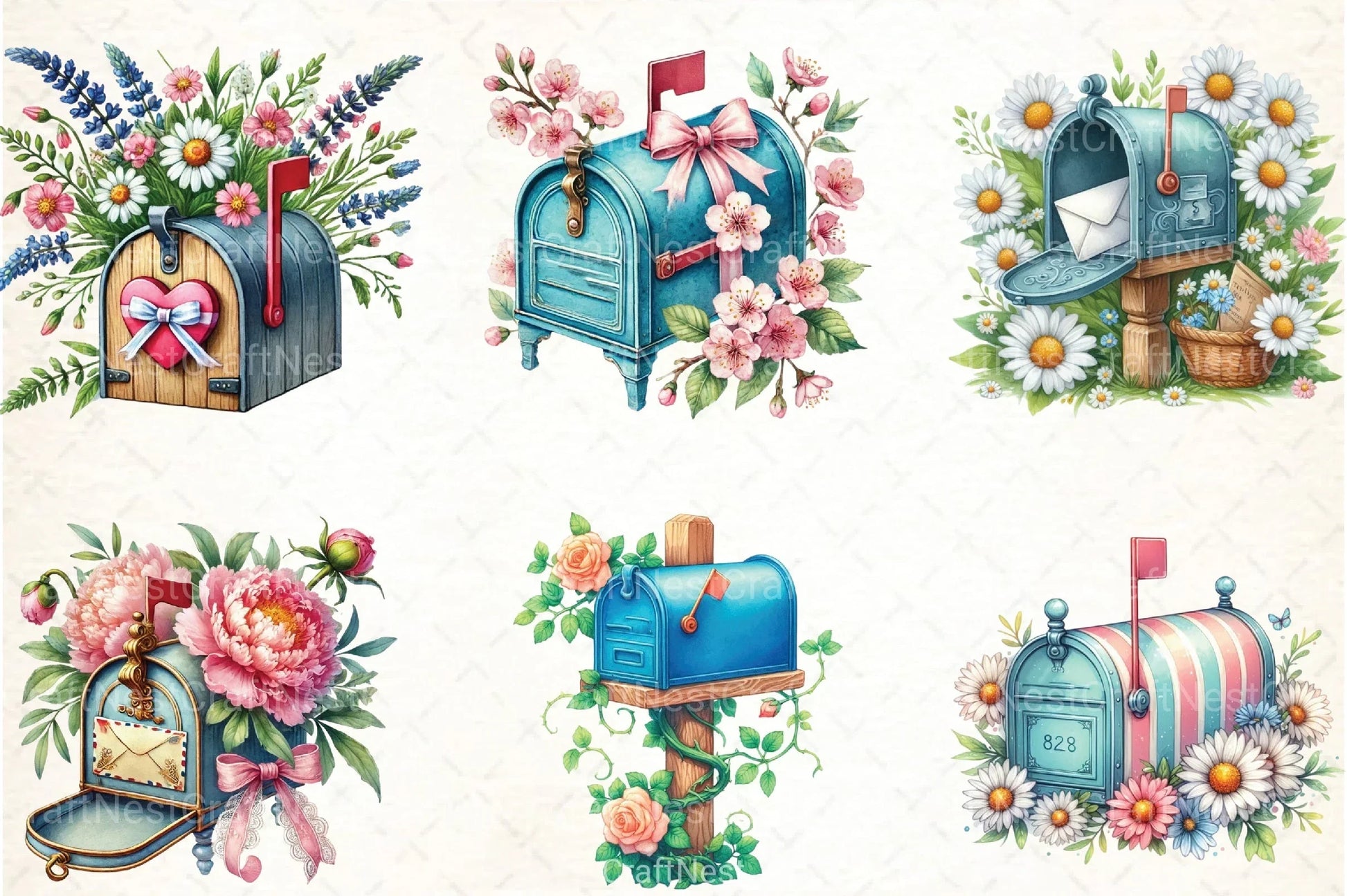 Spring Mailbox Clipart Bundle 1 - CraftNest - Digital Crafting and Art