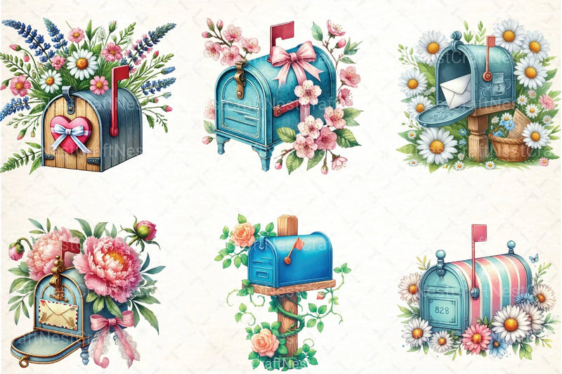 Spring Mailbox Clipart Bundle 1 - CraftNest - Digital Crafting and Art