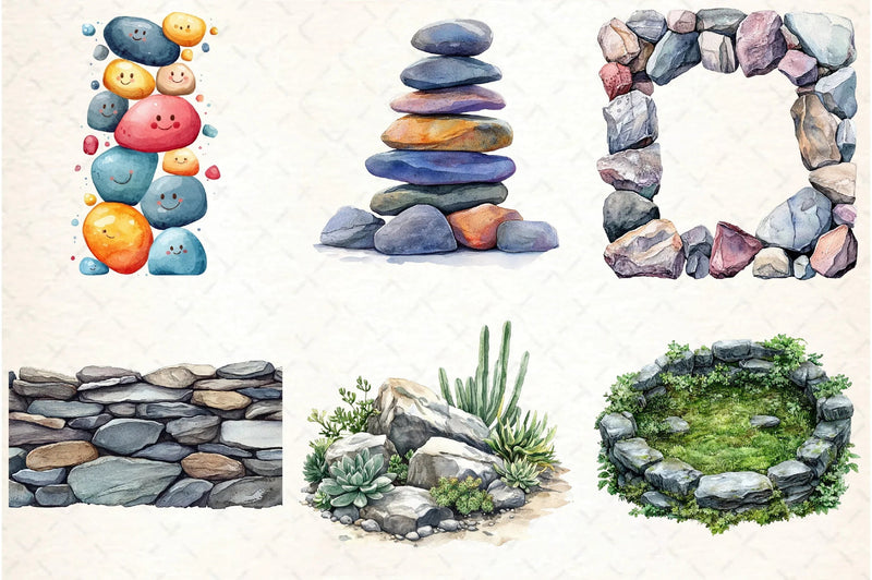Rock Borders Clipart Bundle - CraftNest - Digital Crafting and Art