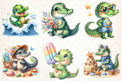 Summer Crocodile Clipart Bundle - CraftNest - Digital Crafting and Art