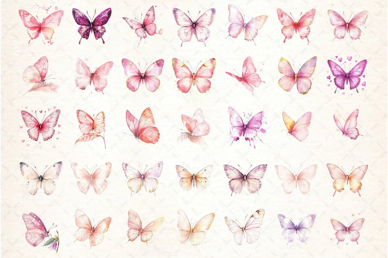 Pink Butterflies Clipart Bundle - CraftNest - Digital Crafting and Art