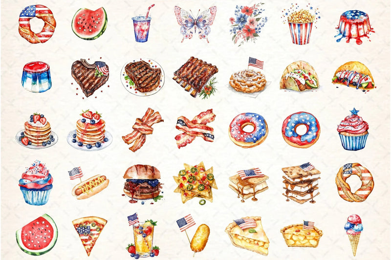 Fast Food Clipart Bundle for 4th of July - CraftNest - Digital Crafting and Art
