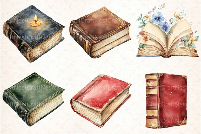 Vintage Books Clipart Bundle 2 - CraftNest - Digital Crafting and Art