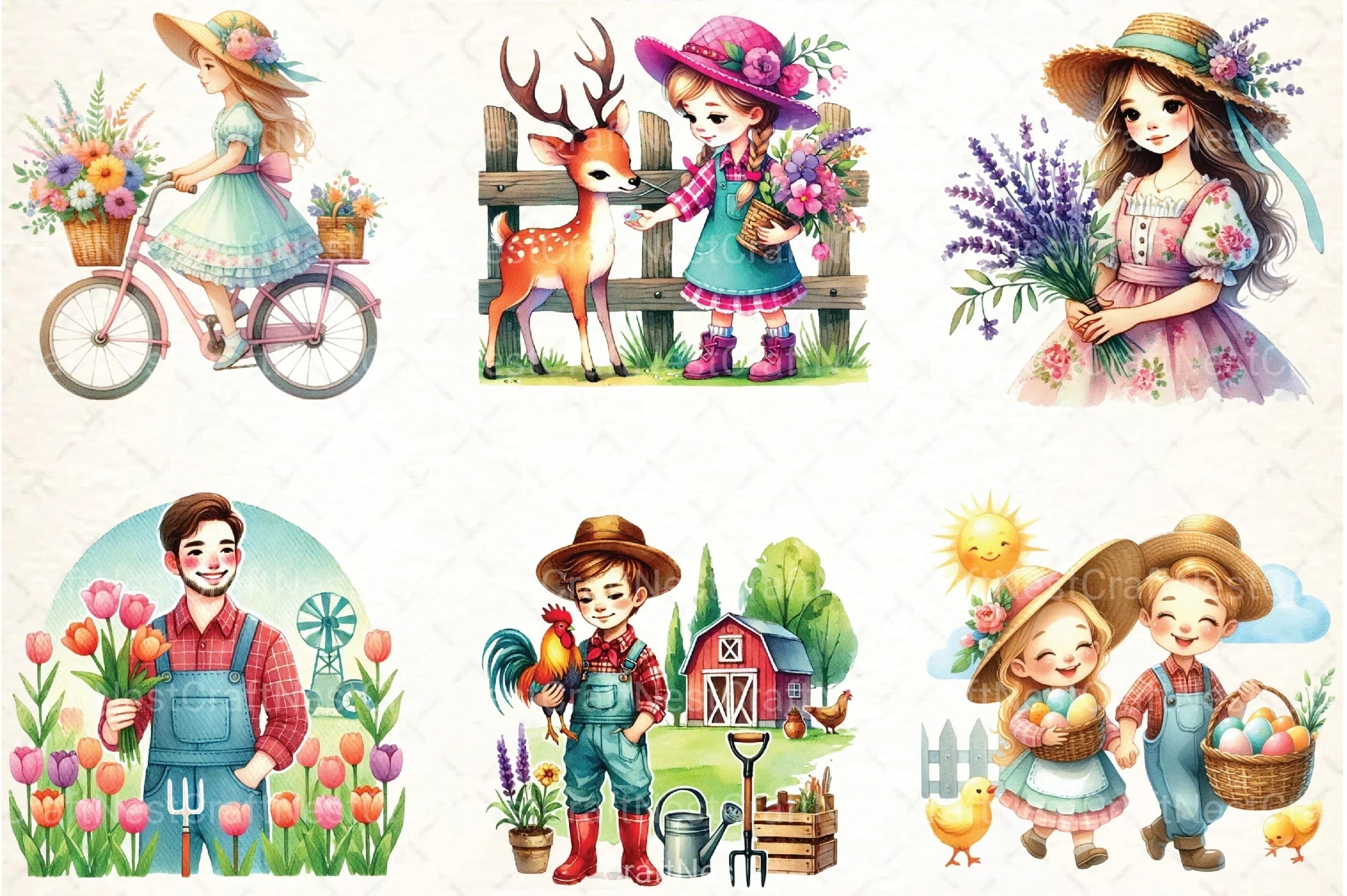Spring Farmer Clipart Bundle 13 - CraftNest - Digital Crafting and Art