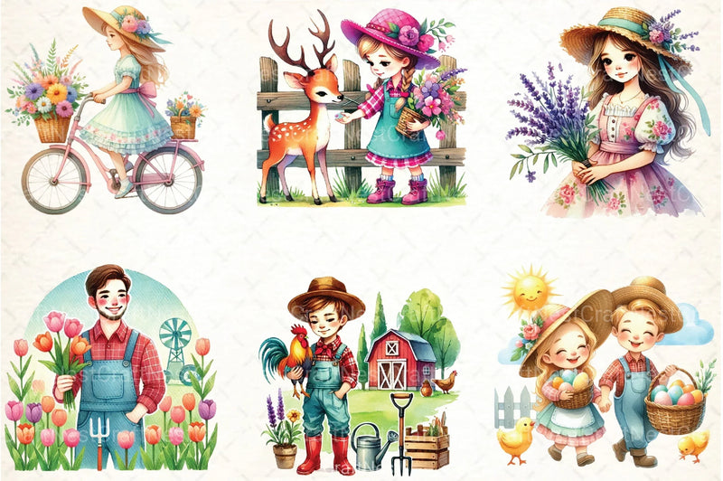 Spring Farmer Clipart Bundle 13 - CraftNest - Digital Crafting and Art