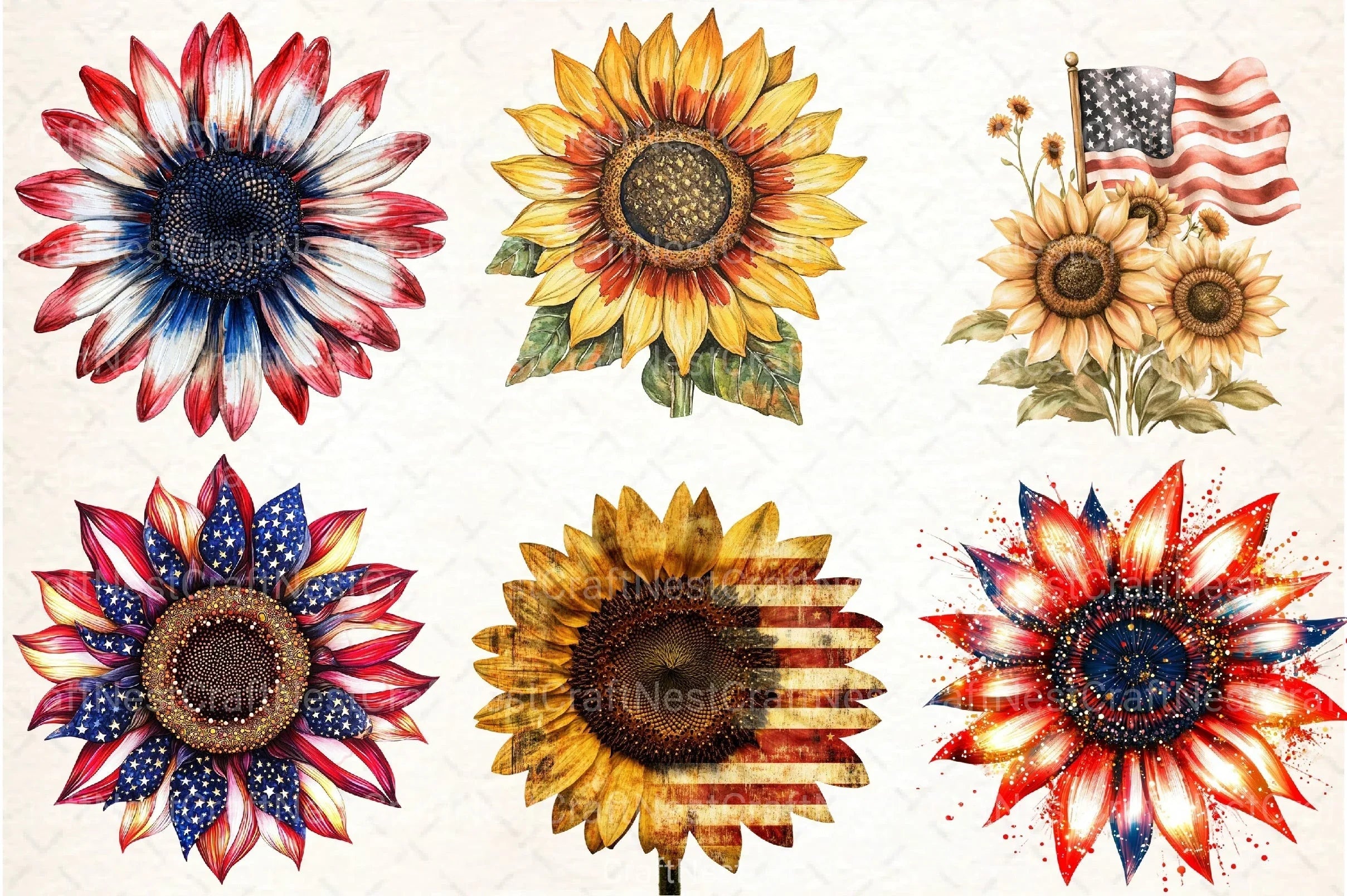 Sunflower 4th of July Clipart Bundle 23 - CraftNest - Digital Crafting and Art