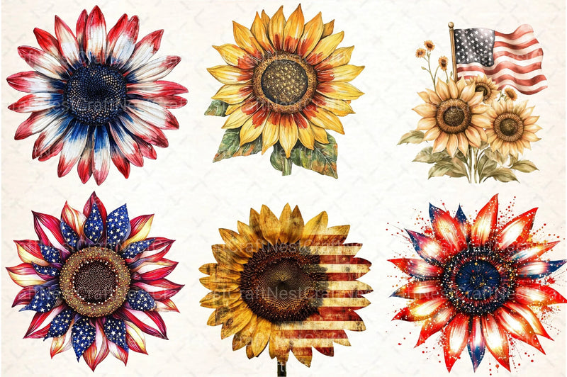 Sunflower 4th of July Clipart Bundle 23 - CraftNest - Digital Crafting and Art