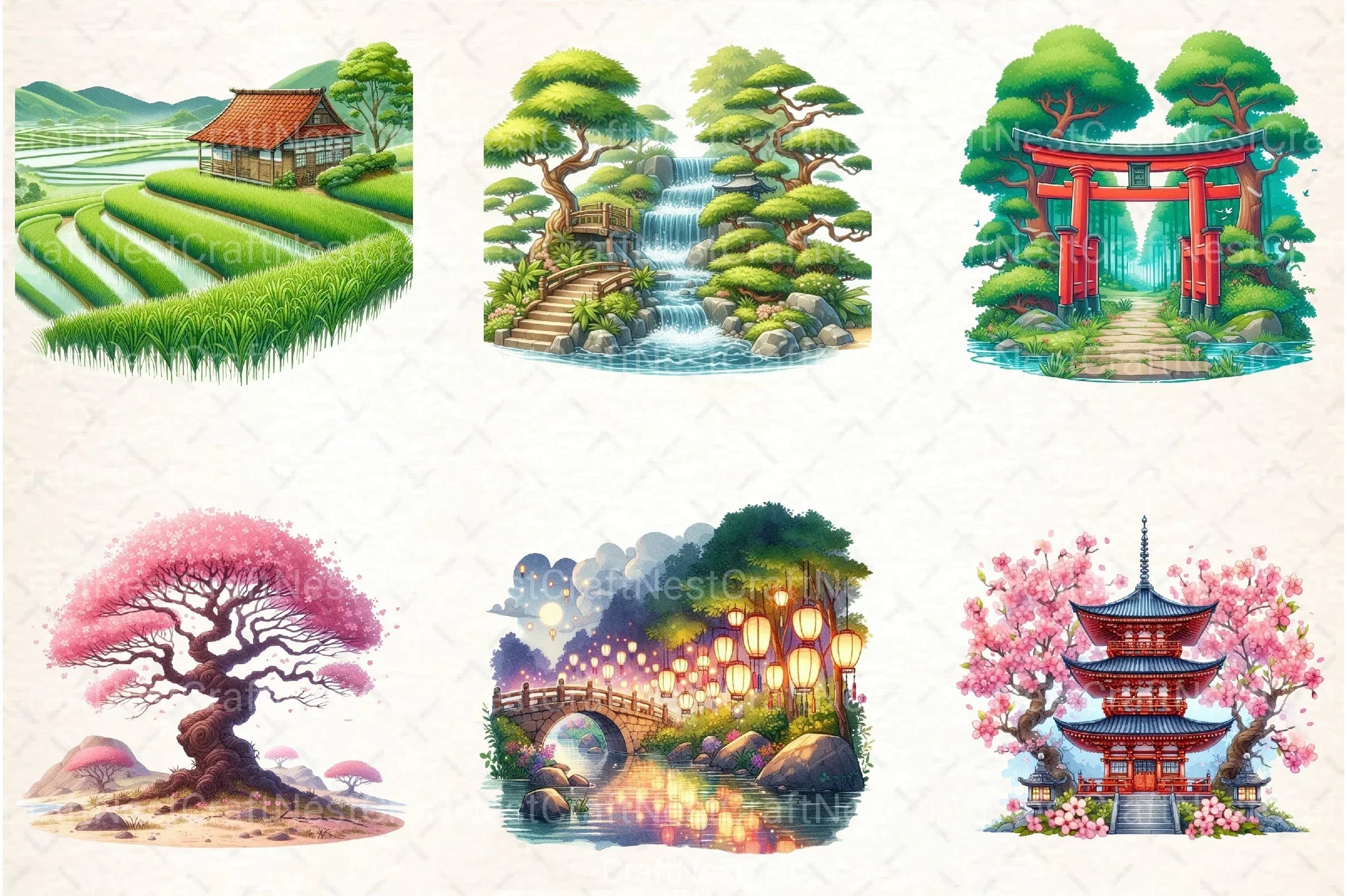 Japanese Landscape Clipart Bundle - CraftNest - Digital Crafting and Art