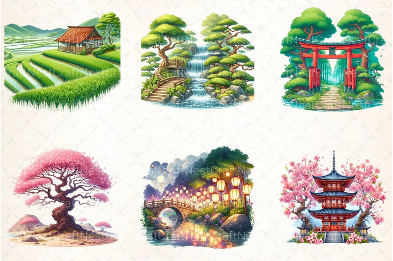 Japanese Landscape Clipart Bundle - CraftNest - Digital Crafting and Art