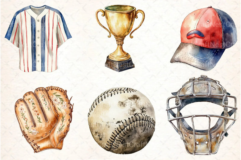 Vintage Baseball Clipart Bundle 1 - CraftNest - Digital Crafting and Art