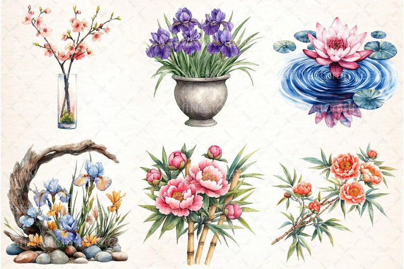 Asian Culture Japanese Ikebana Clipart Bundle - CraftNest - Digital Crafting and Art