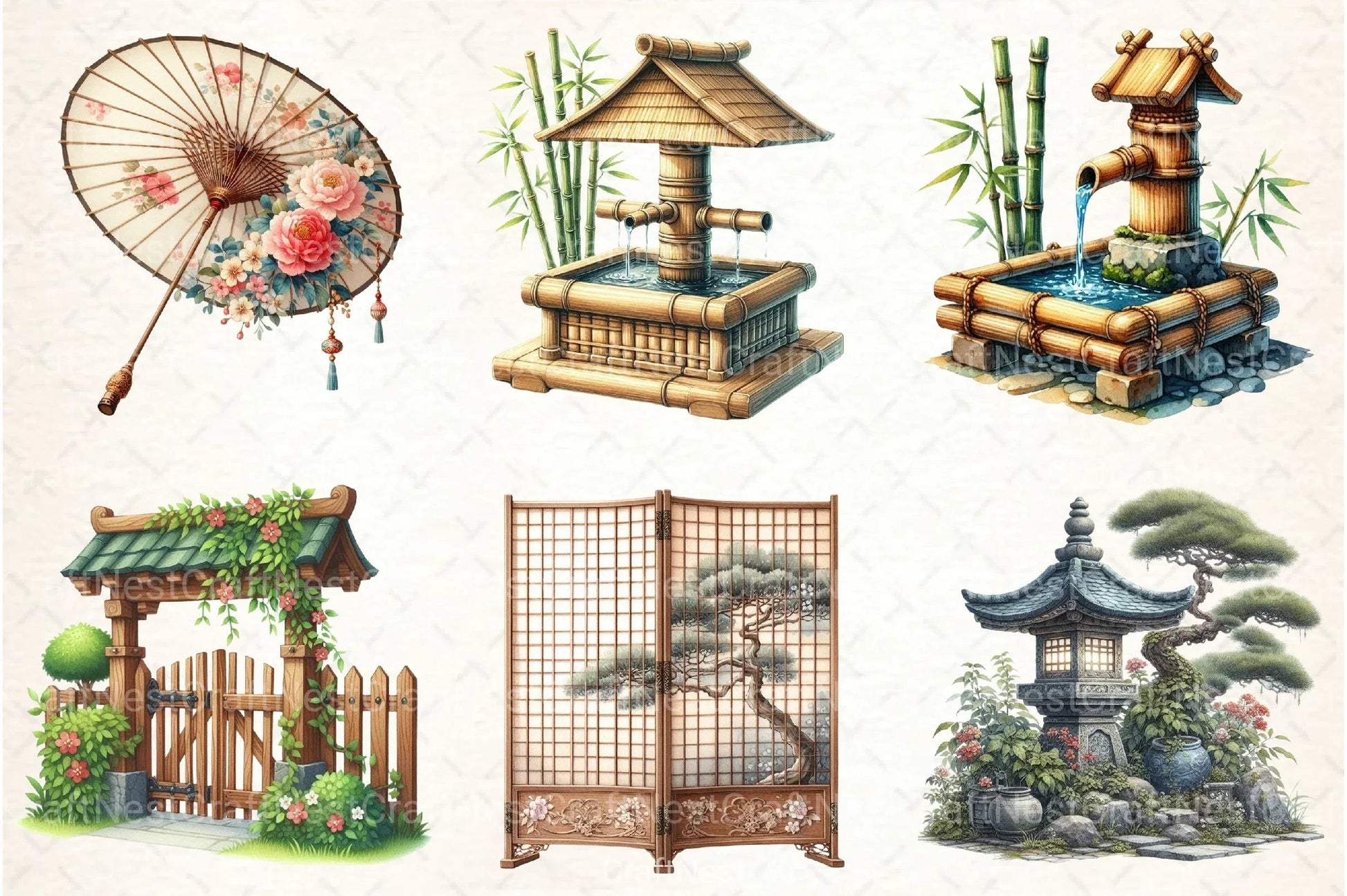 Japanese Summer Garden Clipart Bundle - CraftNest - Digital Crafting and Art