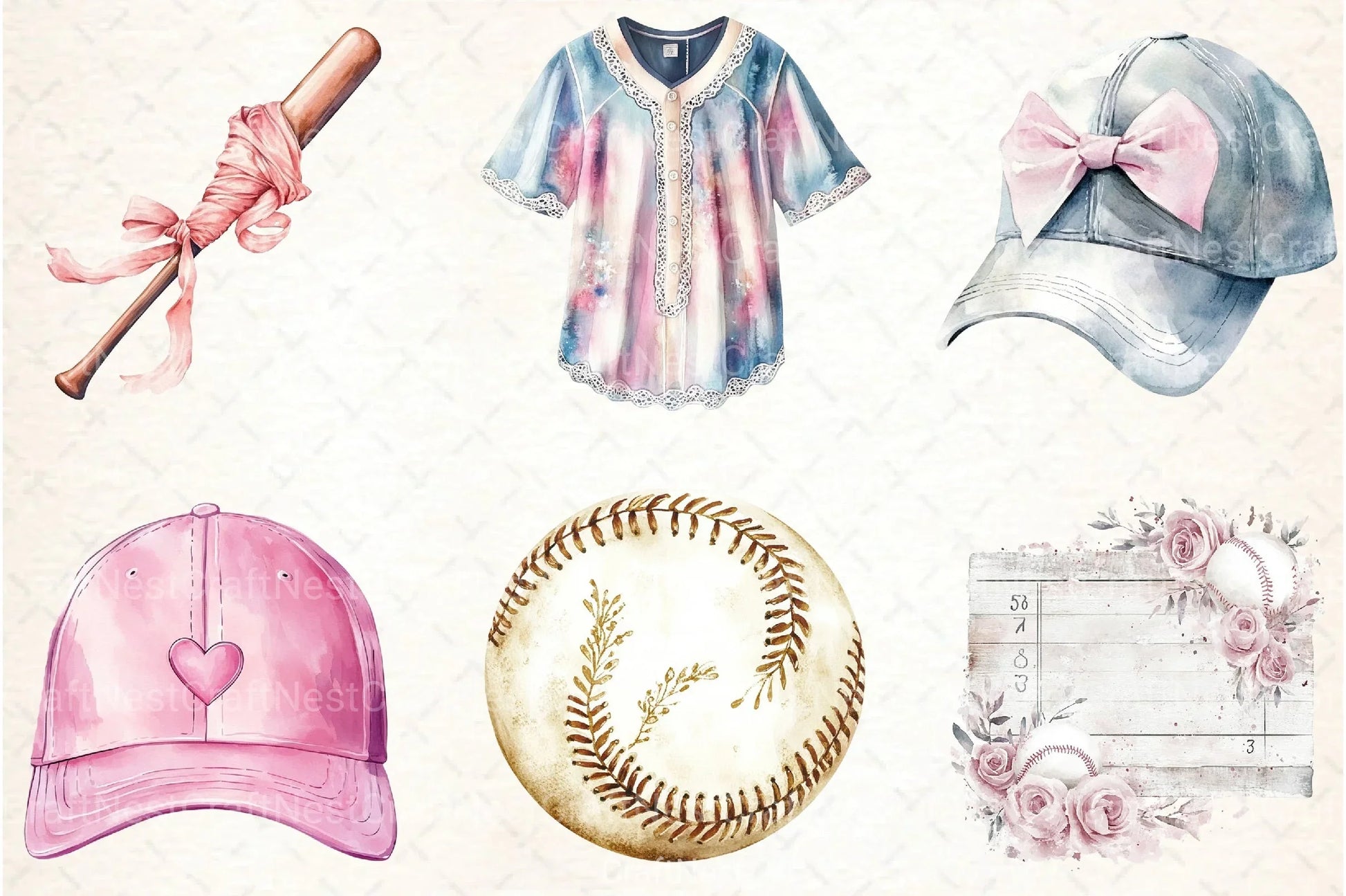 Coquette Baseball Clipart Bundle 7 - CraftNest - Digital Crafting and Art