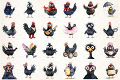 Quirky Funny Black Chicken Clipart Bundle - CraftNest - Digital Crafting and Art