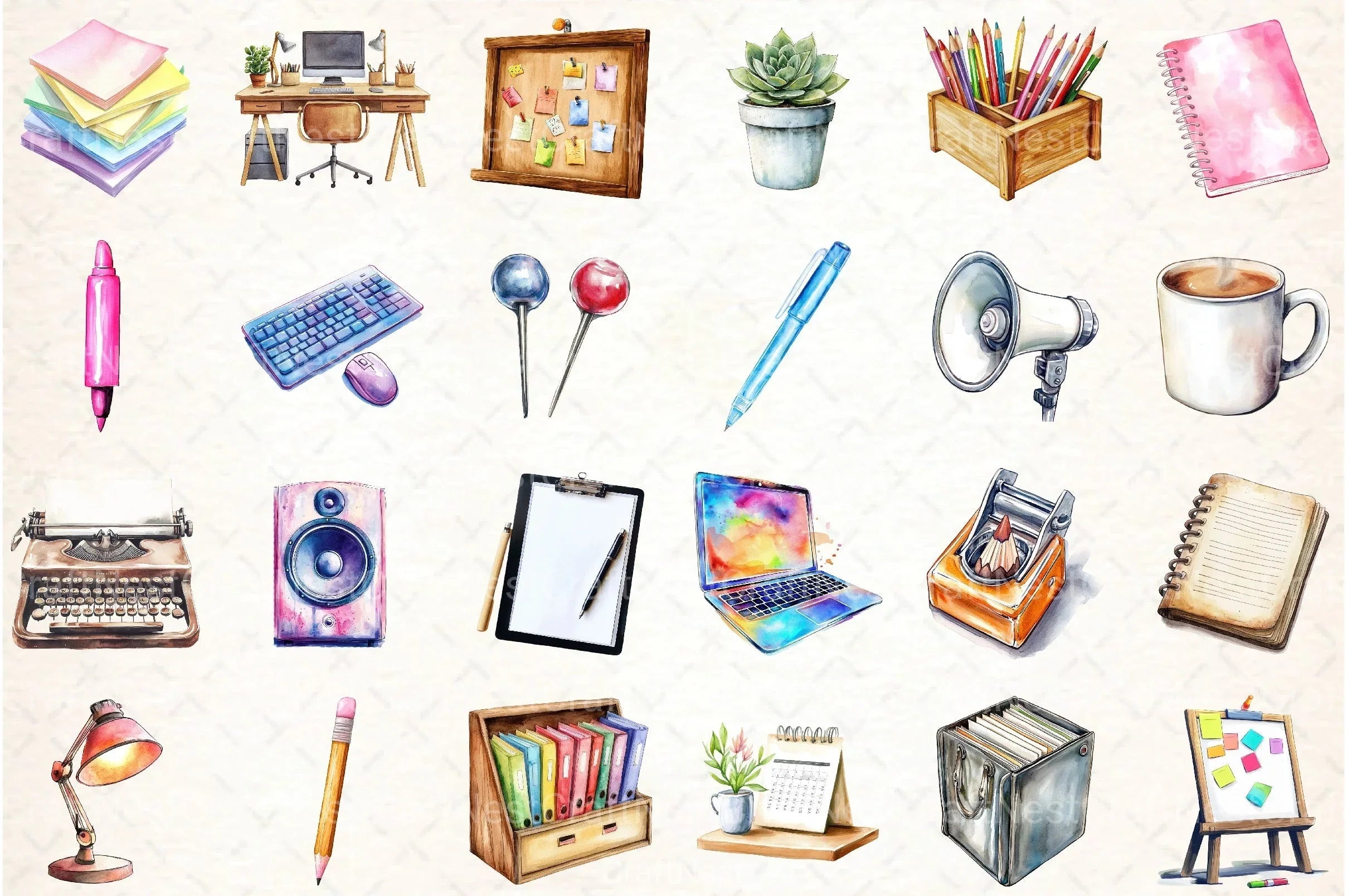 Office Supplies Clipart Bundle - CraftNest - Digital Crafting and Art