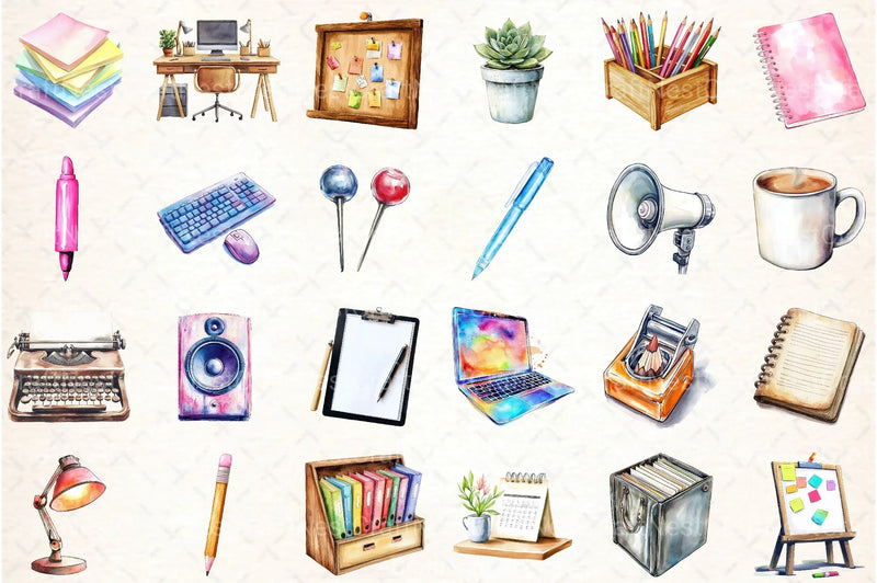 Office Supplies Clipart Bundle - CraftNest - Digital Crafting and Art