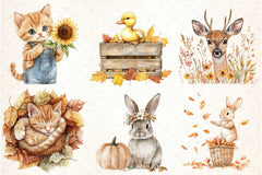 Autumn Cute Animals Clipart Bundle 55 - CraftNest - Digital Crafting and Art