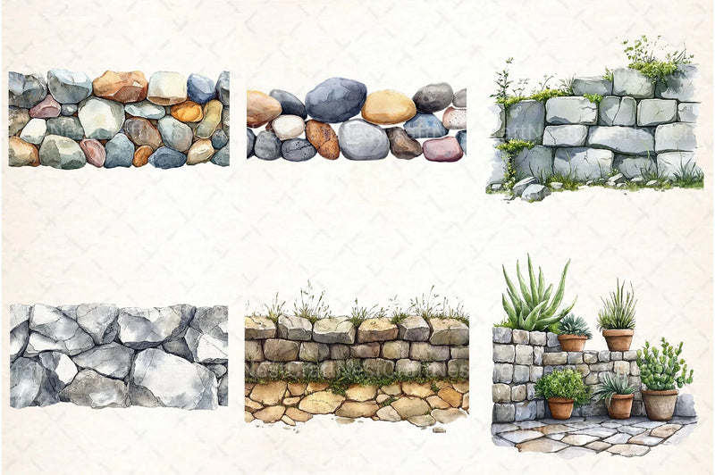 Stone Wall Clipart Bundles - CraftNest - Digital Crafting and Art