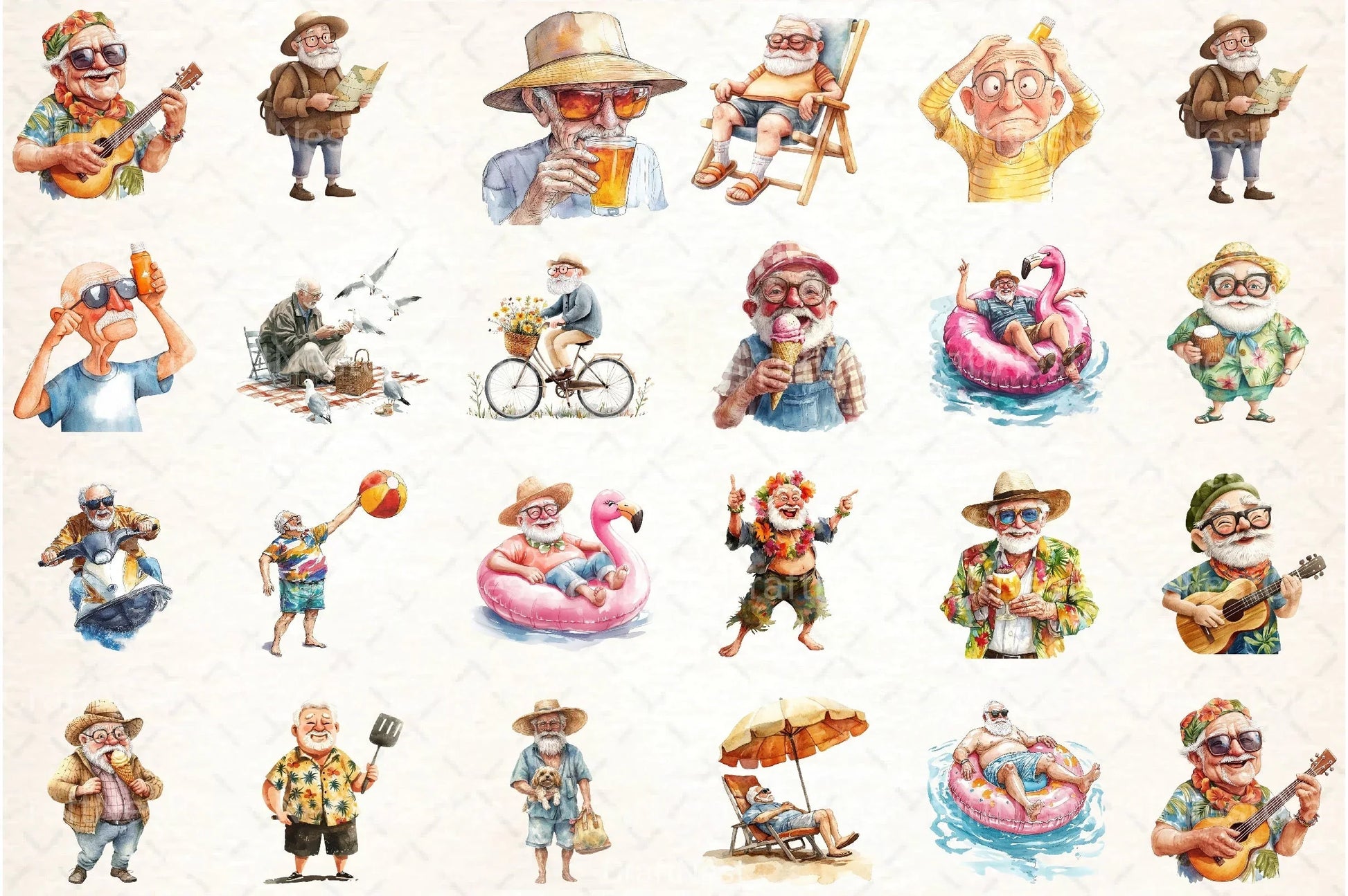 Funny Summer Grandpa Clipart Bundle 4 - CraftNest - Digital Crafting and Art