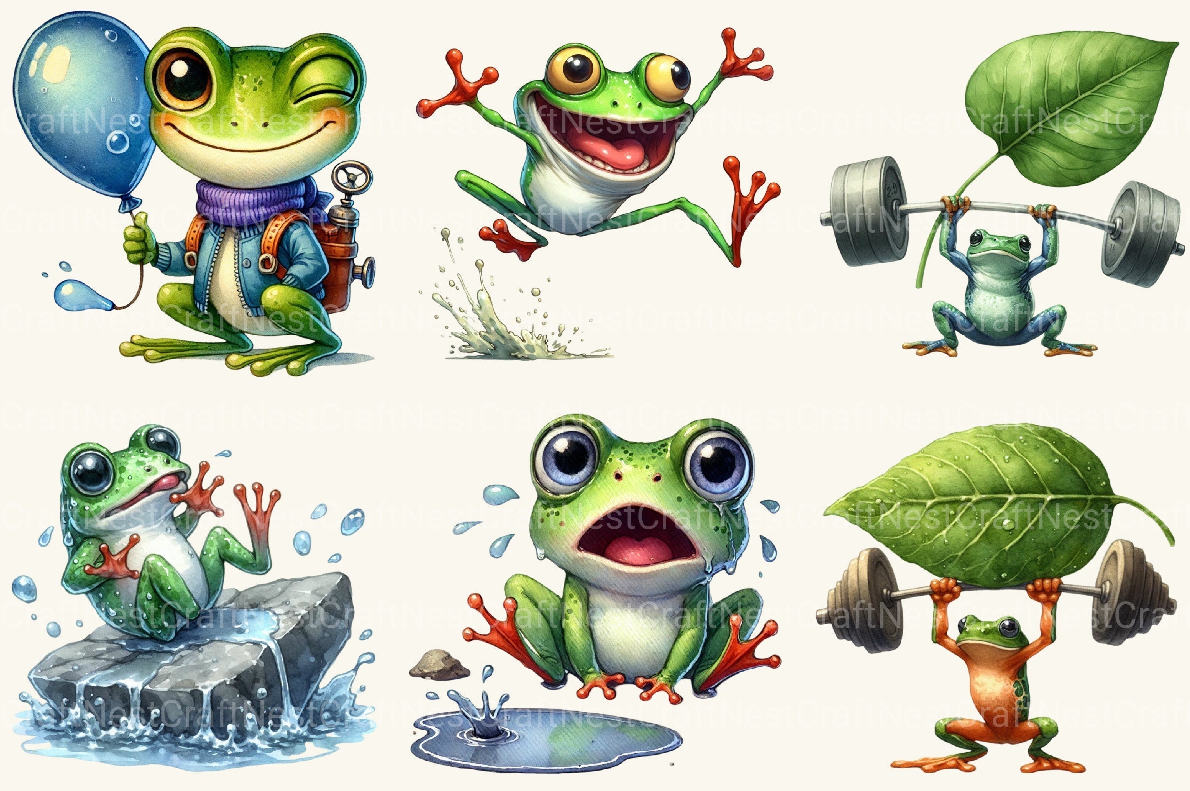 Funny Frog Clipart Bundle