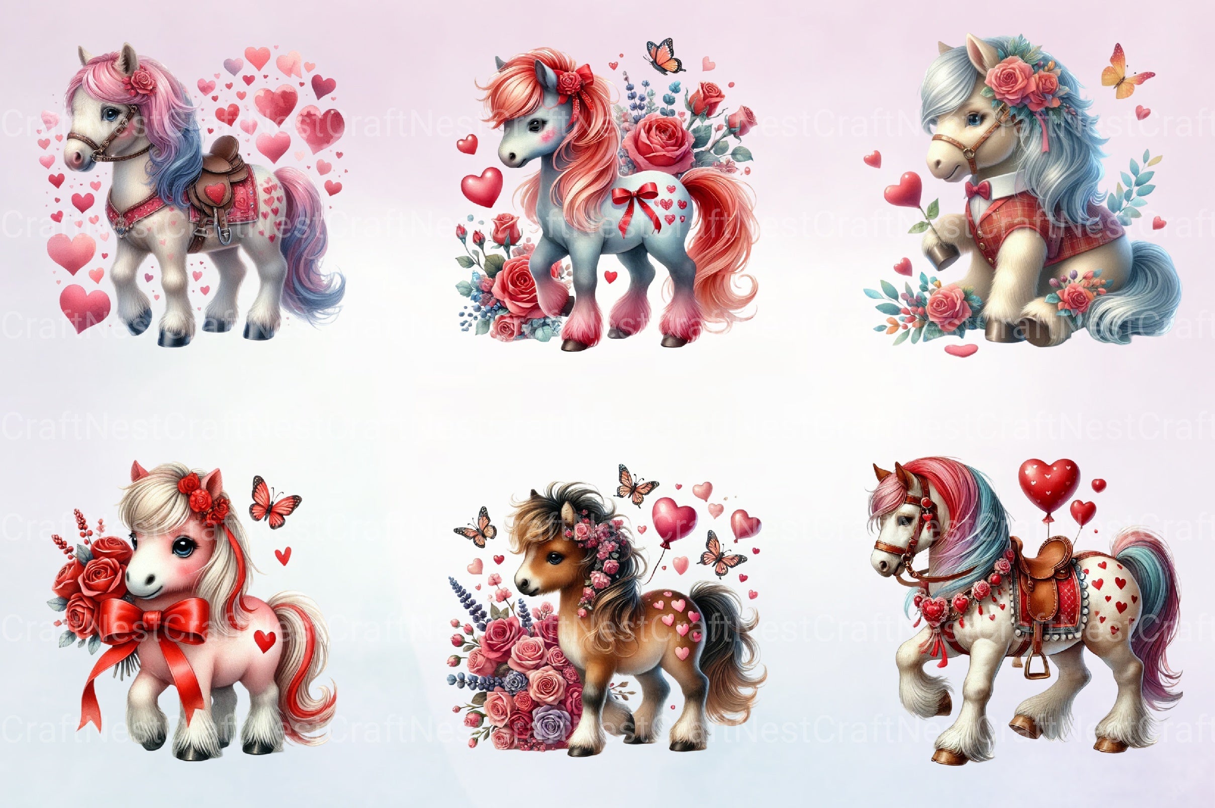 Valentine Horse Clipart Bundle