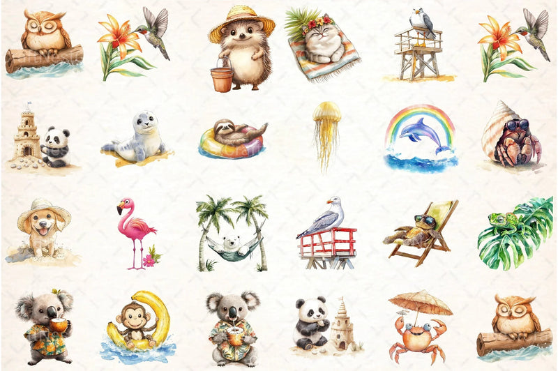 Summer Beach Animals Clipart Bundle - CraftNest - Digital Crafting and Art