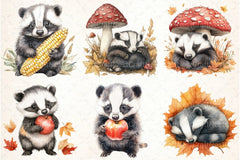 Cute Autumn Badger Clipart Bundle 99 - CraftNest - Digital Crafting and Art