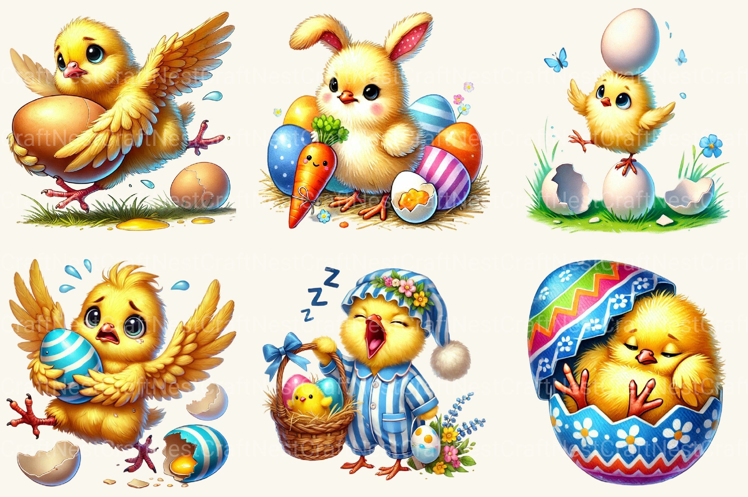 Easter Chicks Clipart Bundle