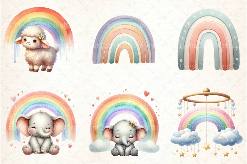 Baby Rainbow Boho Art Clipart Bundle - CraftNest - Digital Crafting and Art