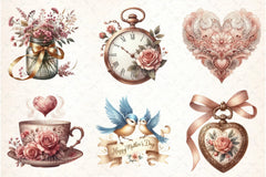 Vintage Dusty Rose Mother's Day Clipart Bundle - CraftNest - Digital Crafting and Art