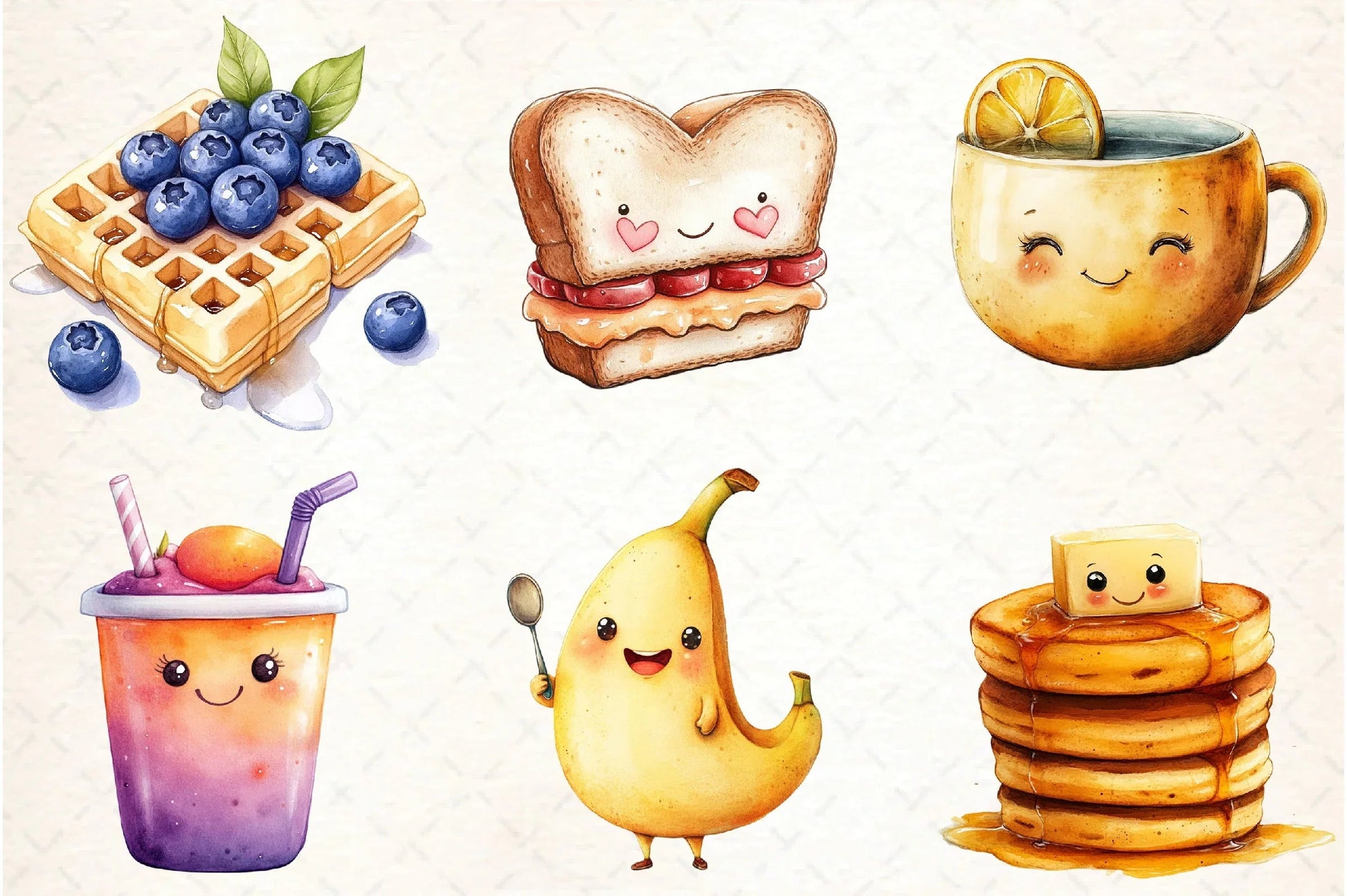 Kawaii Breakfast Clipart Bundle - CraftNest - Digital Crafting and Art