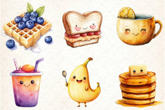Kawaii Breakfast Clipart Bundle - CraftNest - Digital Crafting and Art