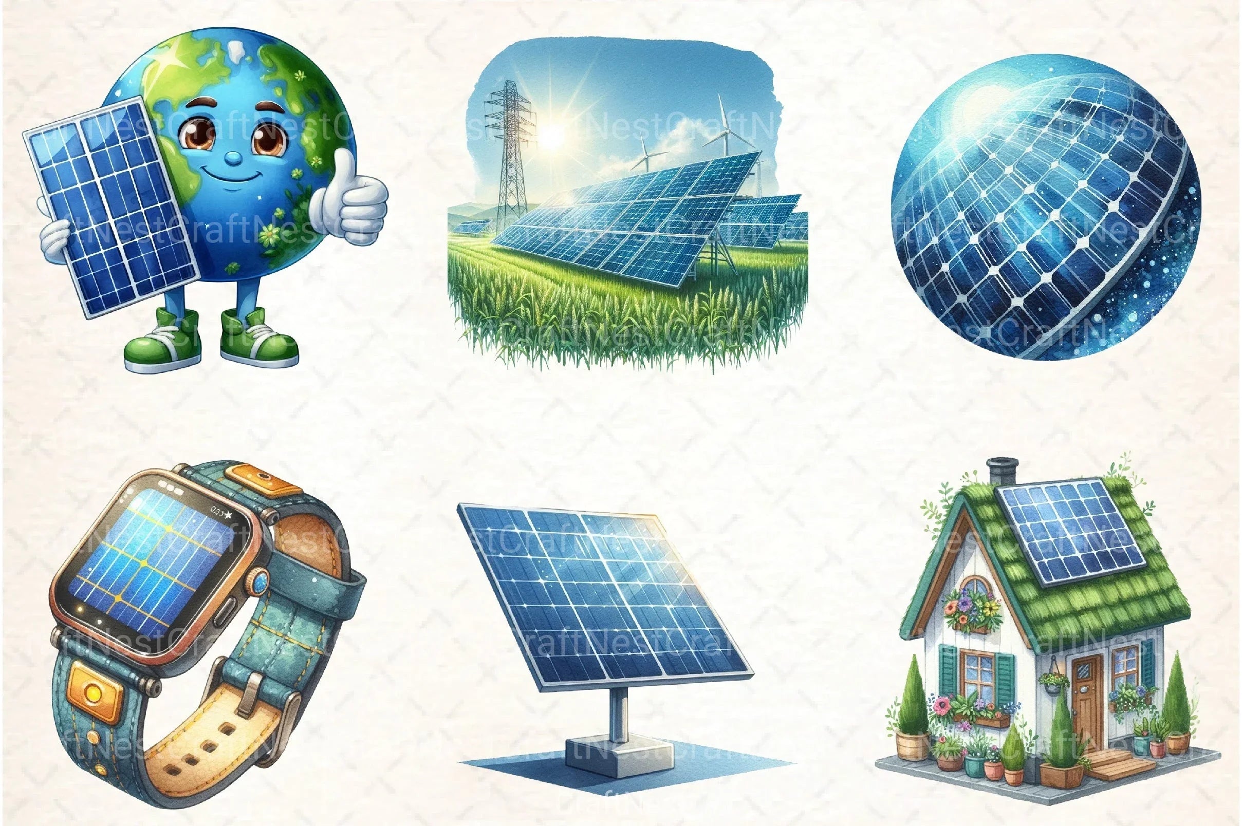Solar Panel Clipart Bundle - CraftNest - Digital Crafting and Art