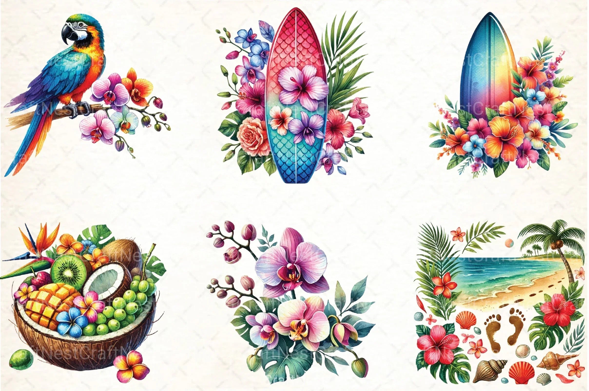Tropical Spring Clipart Bundle 4 - CraftNest - Digital Crafting and Art