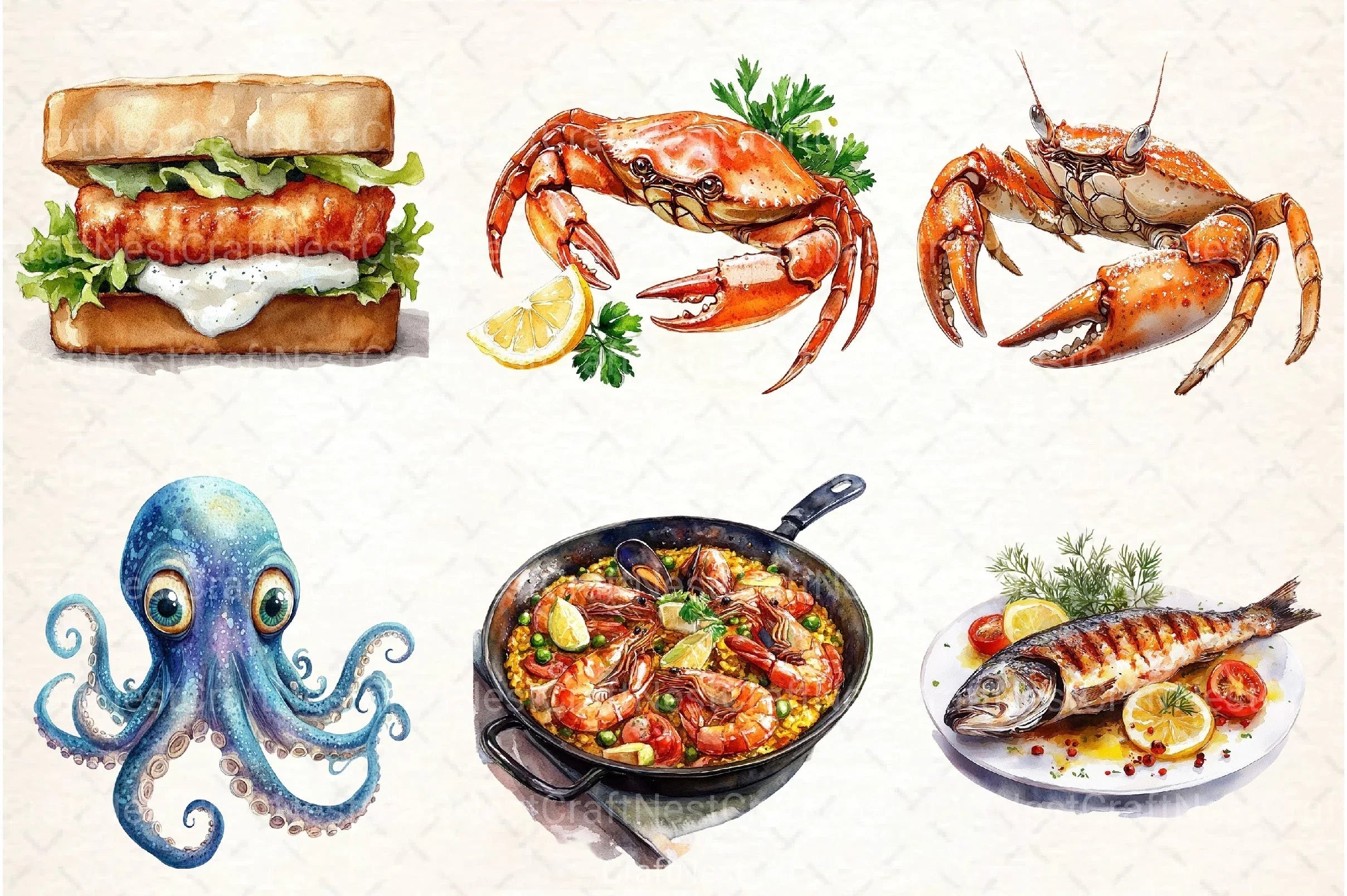 Seafood Clipart Bundle - CraftNest - Digital Crafting and Art