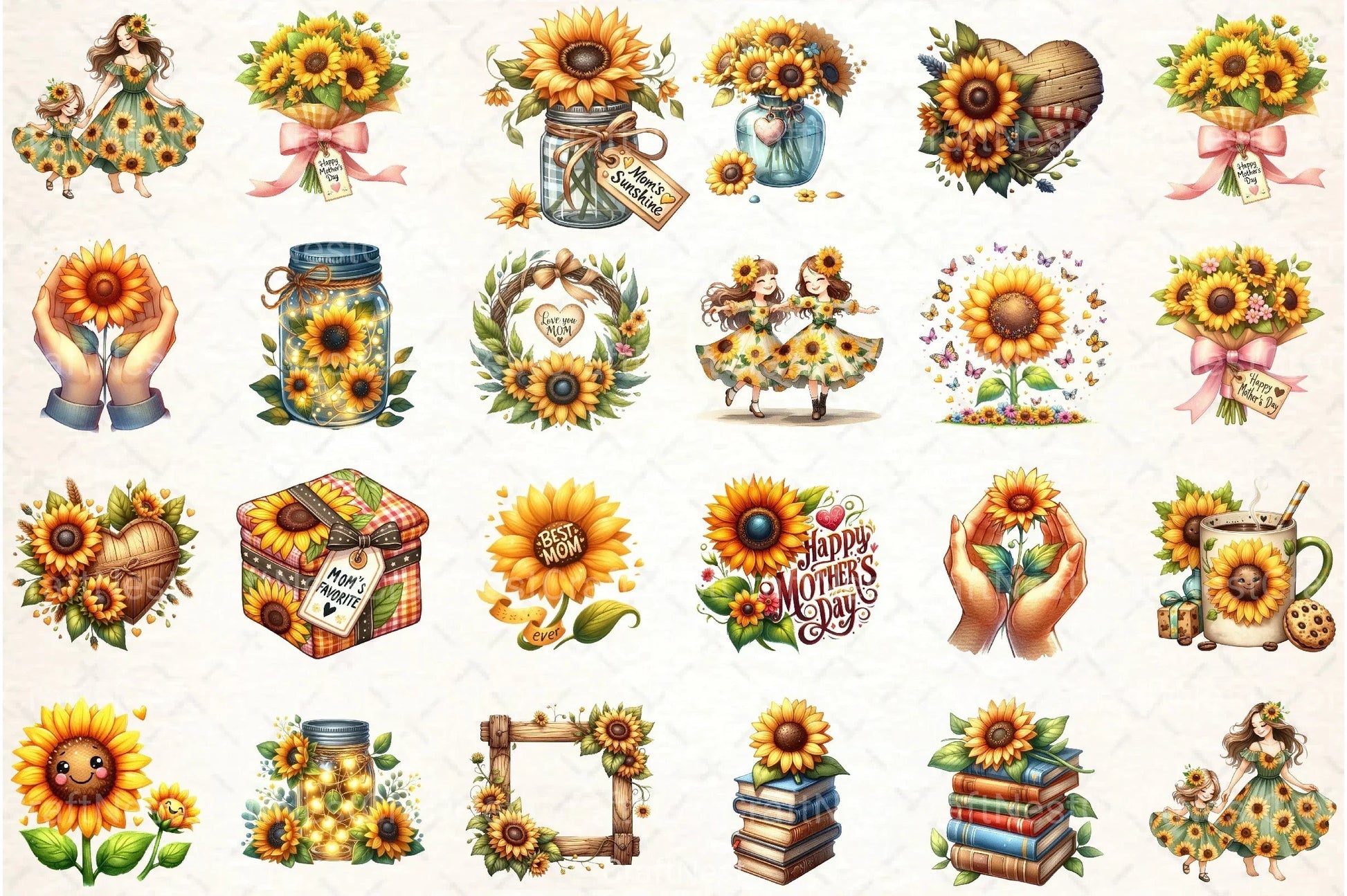 Sunflower Mother's Day Clipart Bundle 19 - CraftNest - Digital Crafting and Art