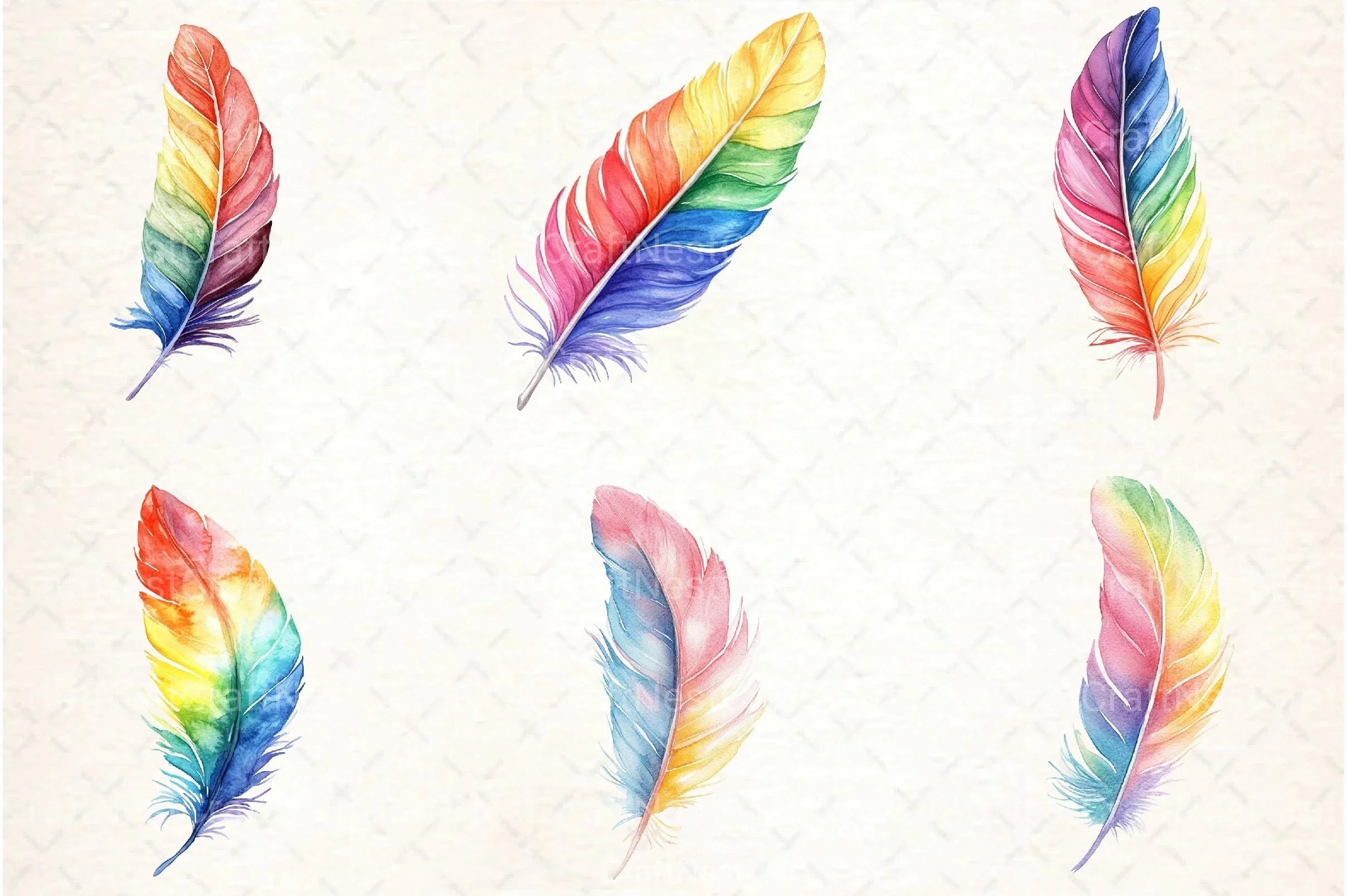 Rainbow Feathers Clipart Bundle 88 - CraftNest - Digital Crafting and Art