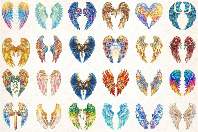Stained Glass Angel Wings Clipart Bundle 4 - CraftNest - Digital Crafting and Art