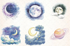 Whimsical Celestial Clipart Bundle - CraftNest - Digital Crafting and Art