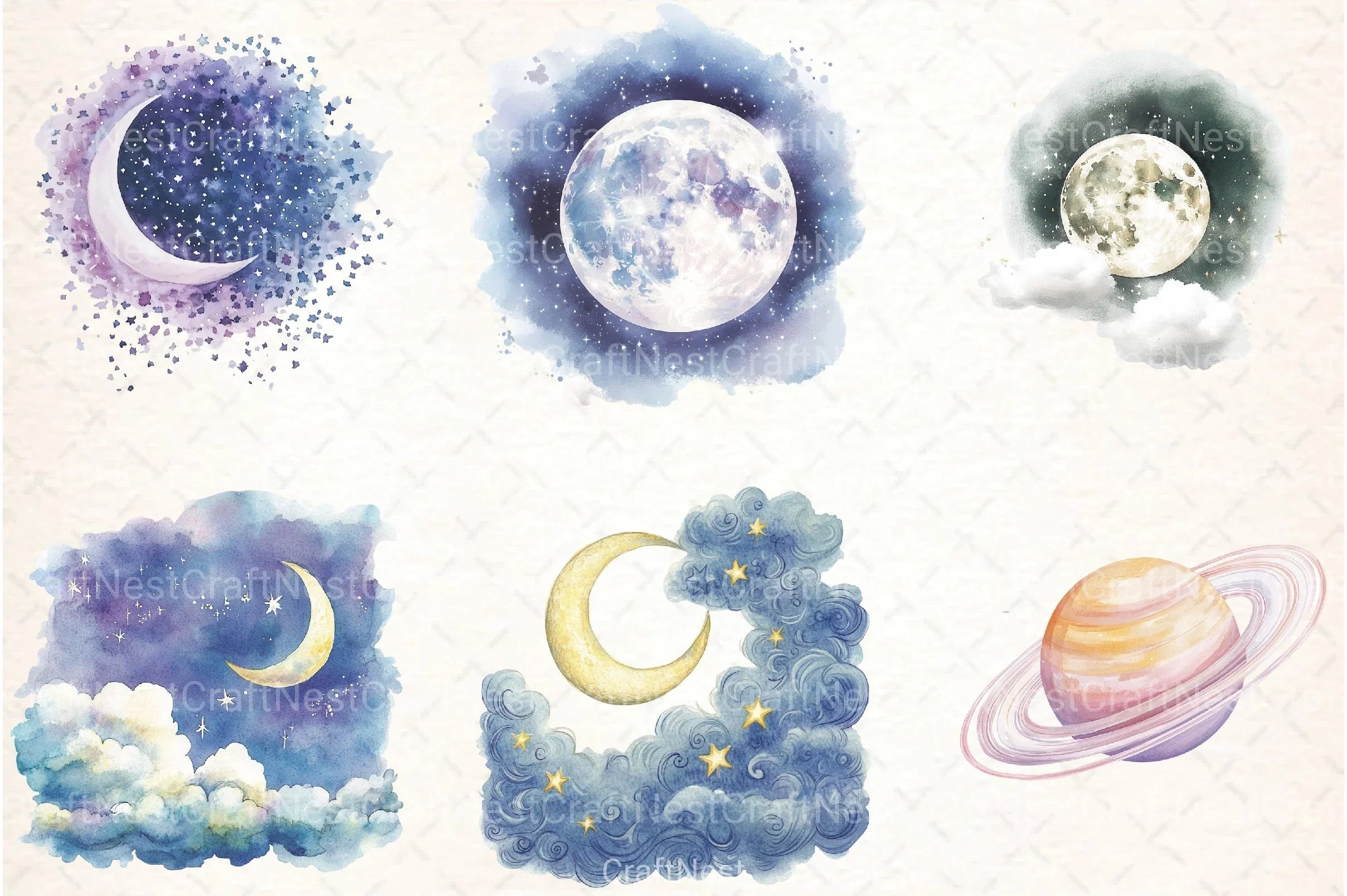 Whimsical Celestial Clipart Bundle - CraftNest - Digital Crafting and Art