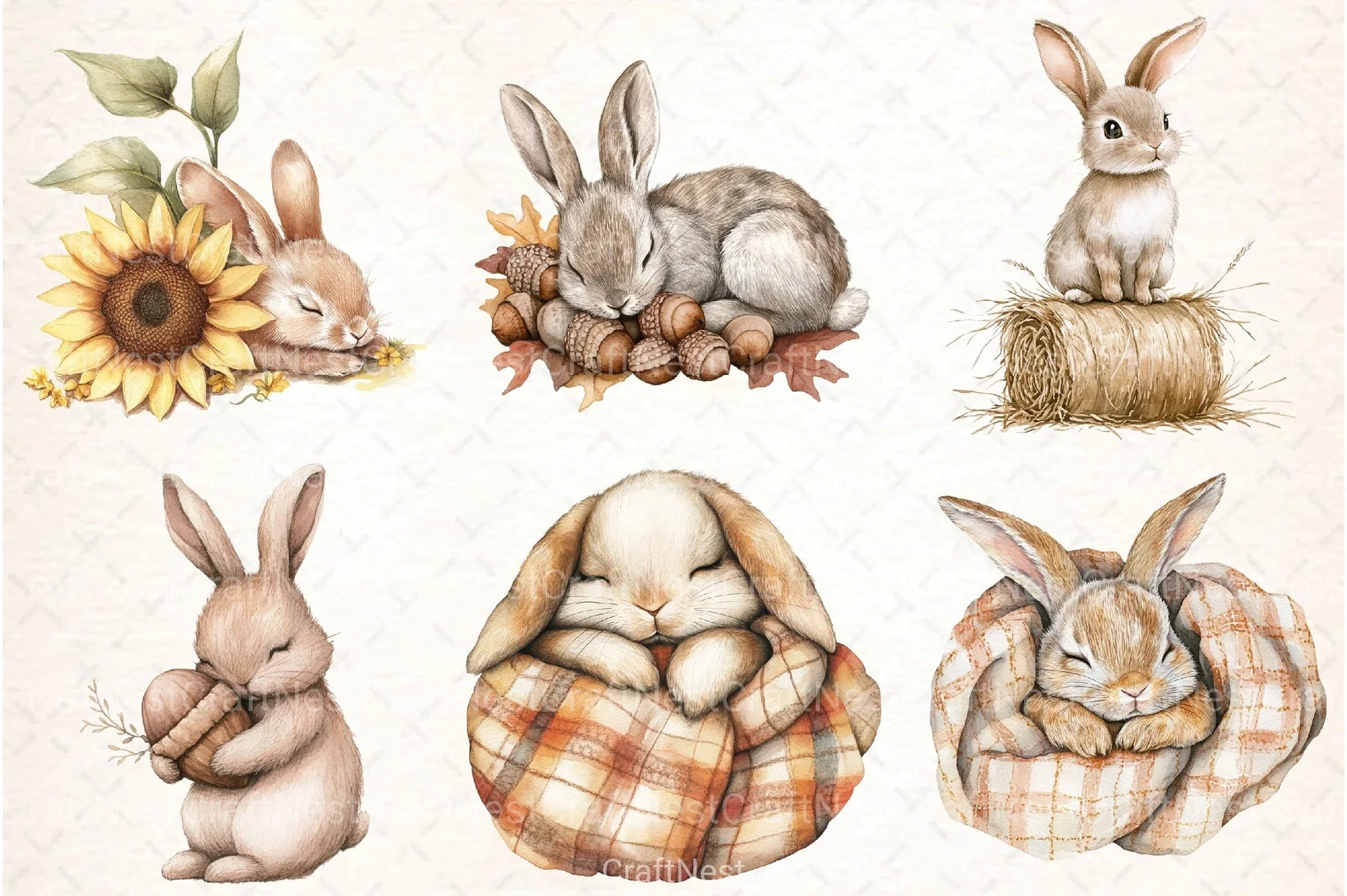 Cute Autumn Bunny Clipart Bundle 77 - CraftNest - Digital Crafting and Art